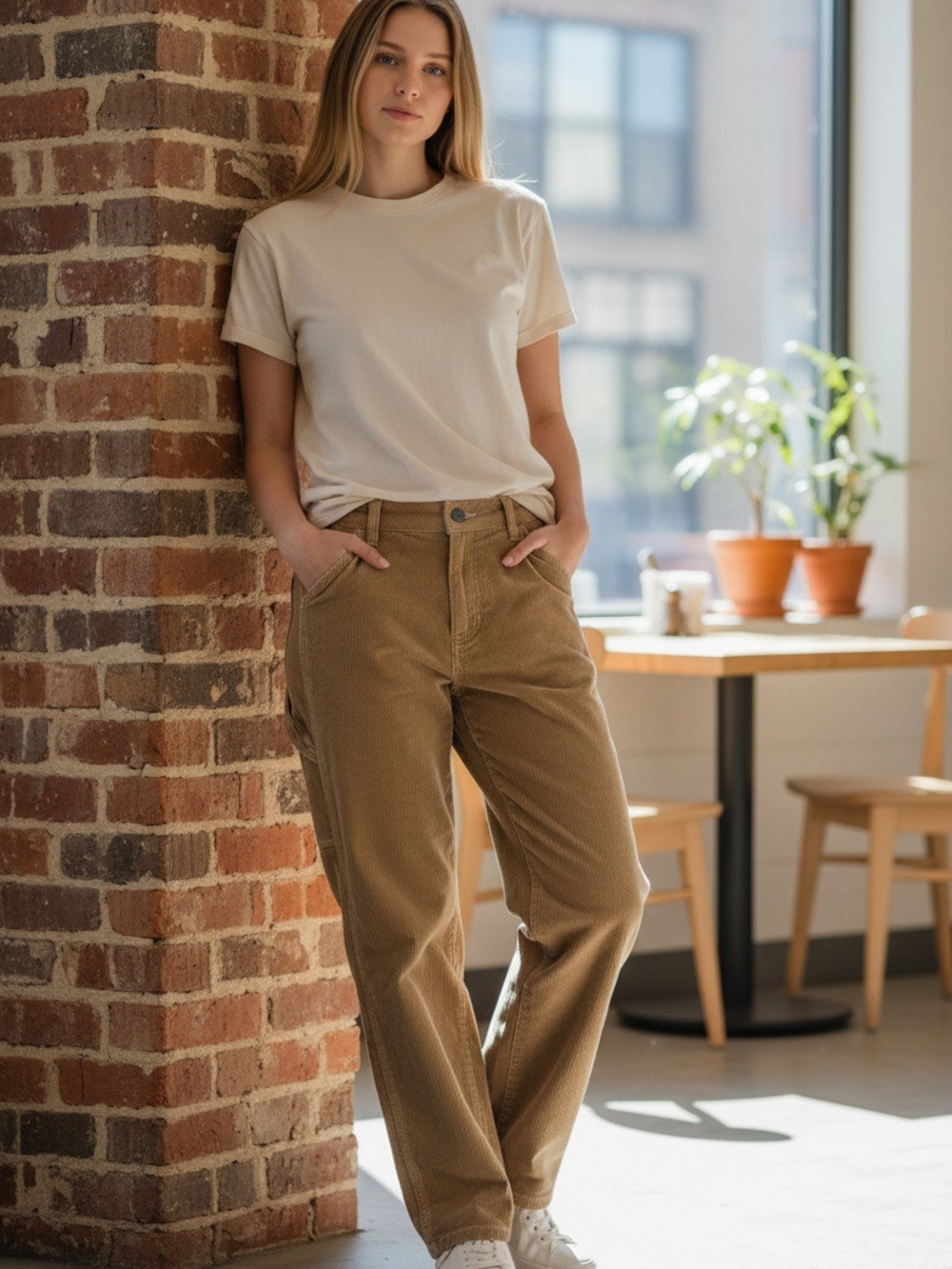 Dickies Women’s Corduroy Boyfriend Jeans in Tan Size 7/28
